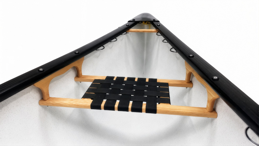 Wood /web standard seat inside canoe